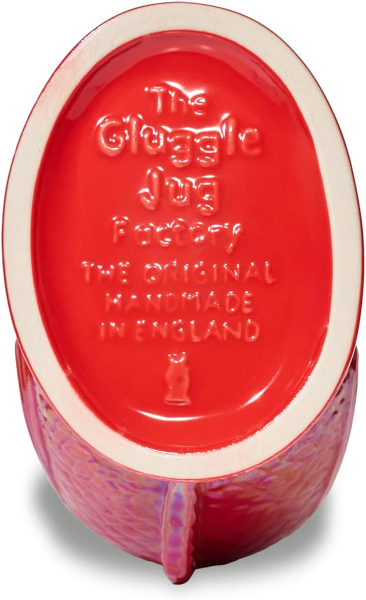 Gluckigluck Karaffe XL Rot schimmernd – 1,2l – Original Gluggle Jug aus England – Wasserkrug mit Glu