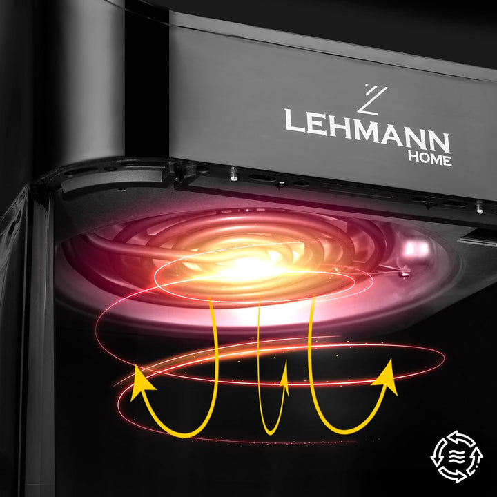 LEHMANN Heissluftfritteuse 8L, Airfryer mit Sichtfenster, Trenneinsatz für 2 Kammern, 12 Programmen,