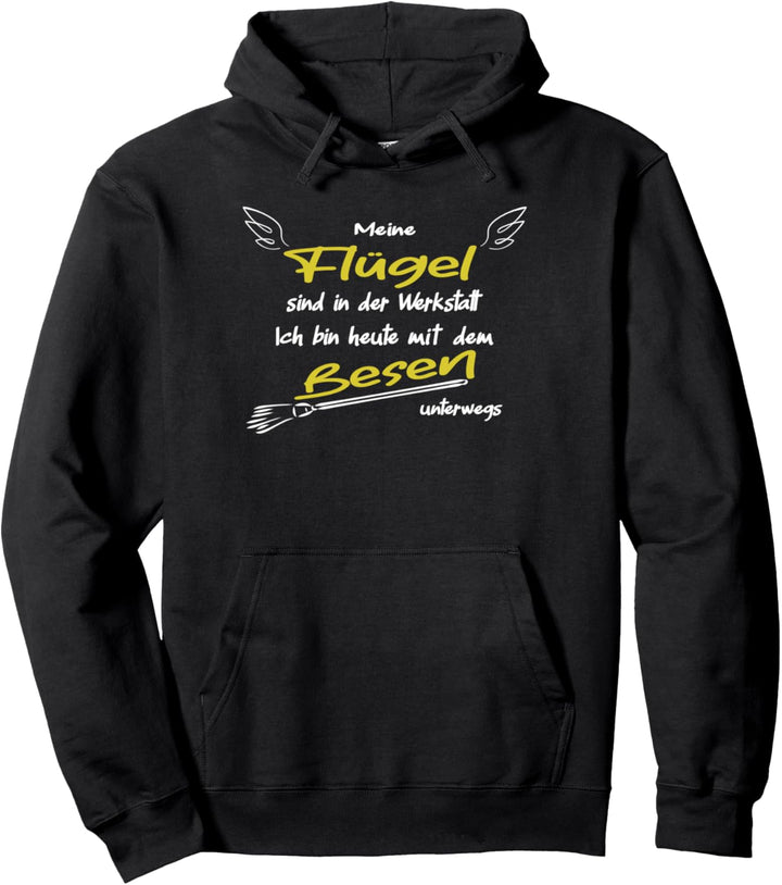 Meine Flügel sind in der Werkstatt, witziges Engel und Hexe Pullover Hoodie