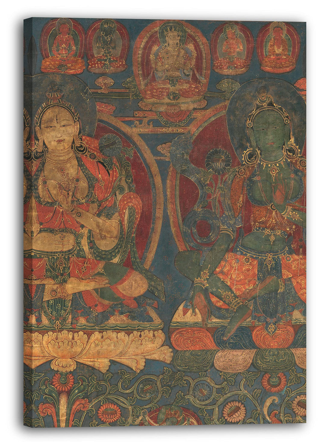 Printed Paintings Leinwand (60x80cm): 1450-1500 - Weisse Tara und grüne Tara 60x80 cm, 60x80 cm
