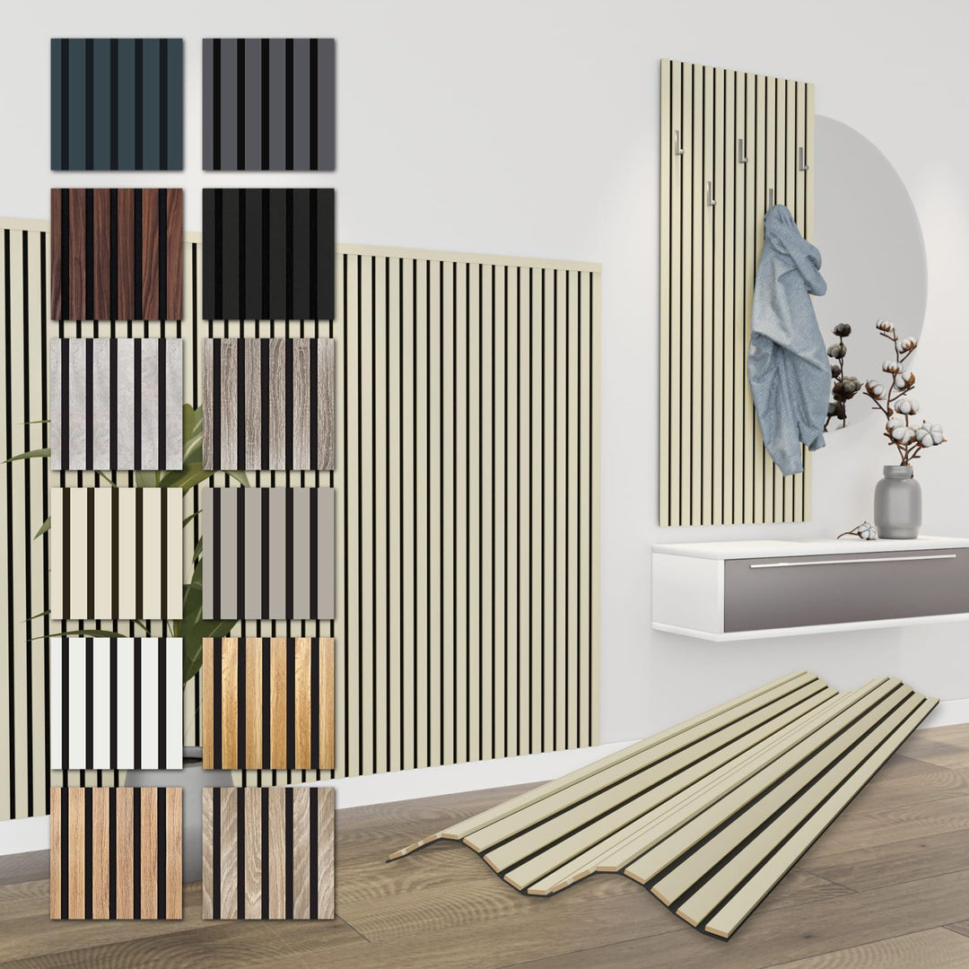 HEXIM Akustikpaneele 138,5x60cm Holz Comfort - flexible Holzpaneele Platten Lamellenwand MDF Wandpan