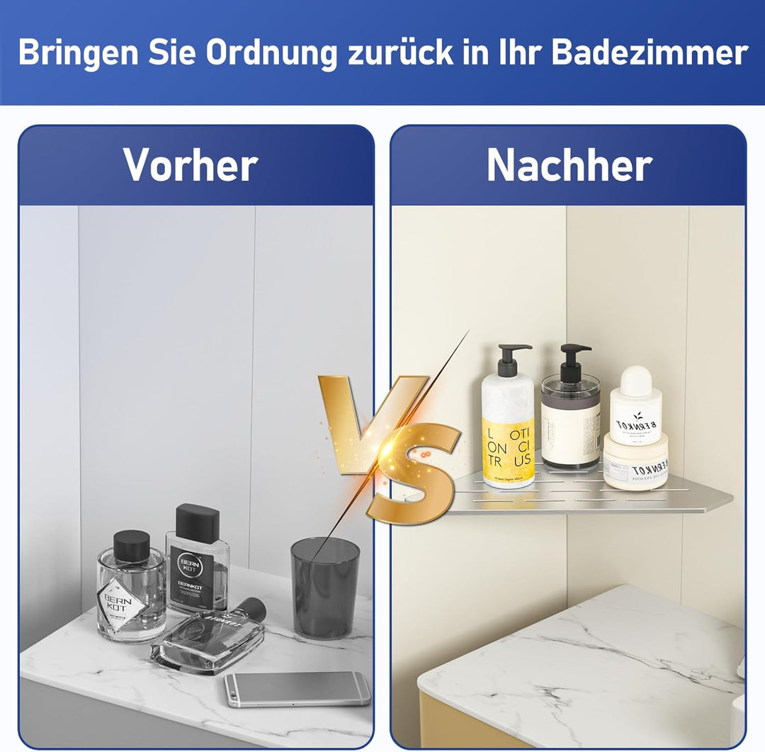 Duschablage Ecke mit 3 mm Stärke, Heavy Duty Eckregal Pentagonal Duschregal Ecke für Dusche,Vertieft