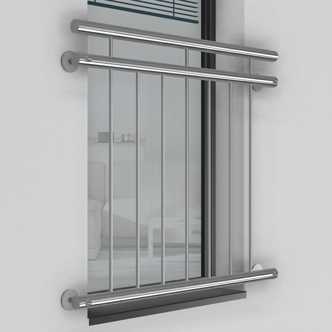 Edelstahl V2A Französischer Balkon Franz Geländer Stabgeländer Aussenbefestigung System (128 x 90 cm
