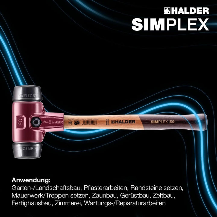Simplex - Schonhammer, Gummikomposition; mit Tempergussgehäuse und hochwertigem Holzstiel | D=40 mm