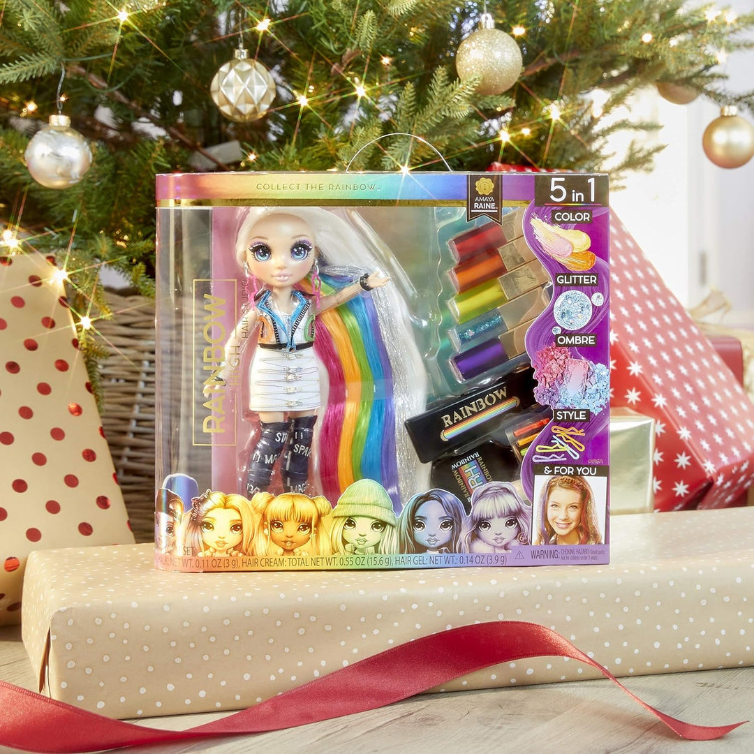 Rainbow High Haarstudio - Spielset mit exklusiver Amaya Raine Puppe mit langem Haar zum Stylen - ink