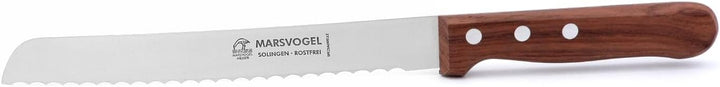 Marsvogel Brotmesser 2,0 mm Rückenstärke mit Welle Made in Solingen Bubinga Bubinga Braun