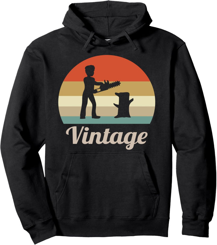 Holzfäller Baumfäller Forstwirt Kettensäge Vintage Retro Pullover Hoodie