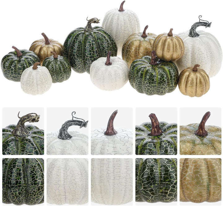Funzhan 12 Stück Verschiedene Grösse Künstliche Kürbisse Erntedank Schaum Kürbisse Herbst ernte Deko