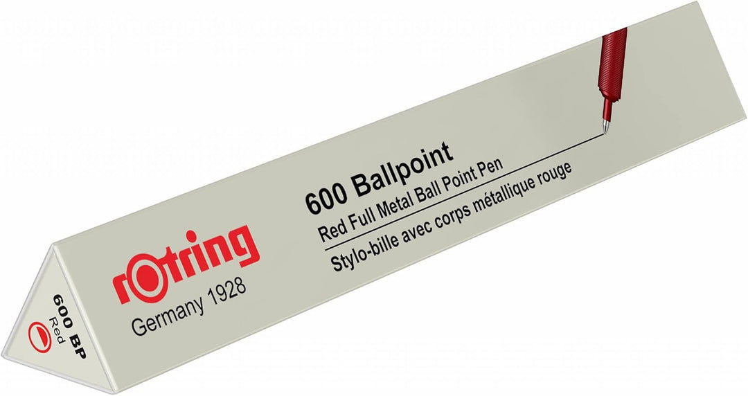 rOtring 600 Kugelschreiber | mittlere Spitze | Schwarze Tinte | Rot Schaft | nachfüllbar, rot