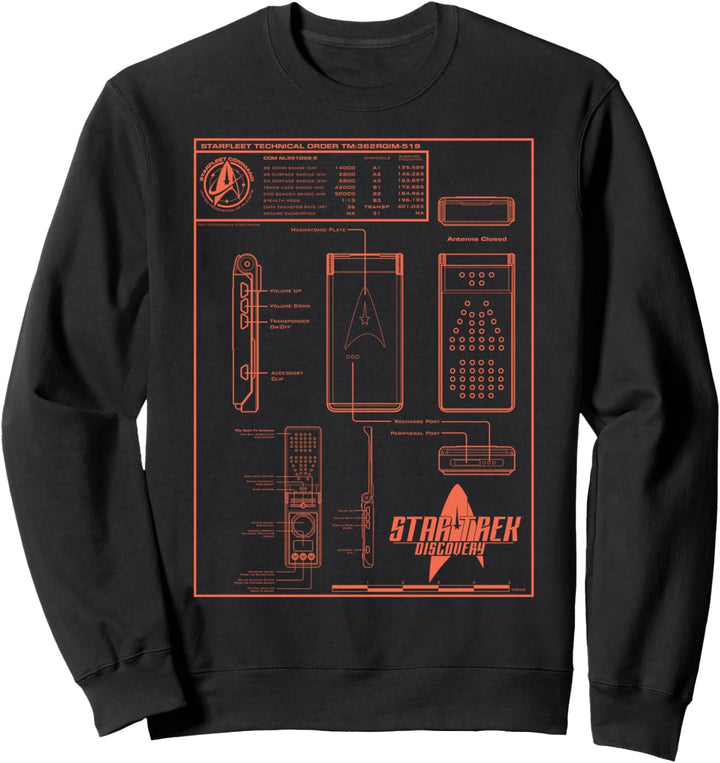 Star Trek Discovery Communicator Schematics Poster Sweatshirt