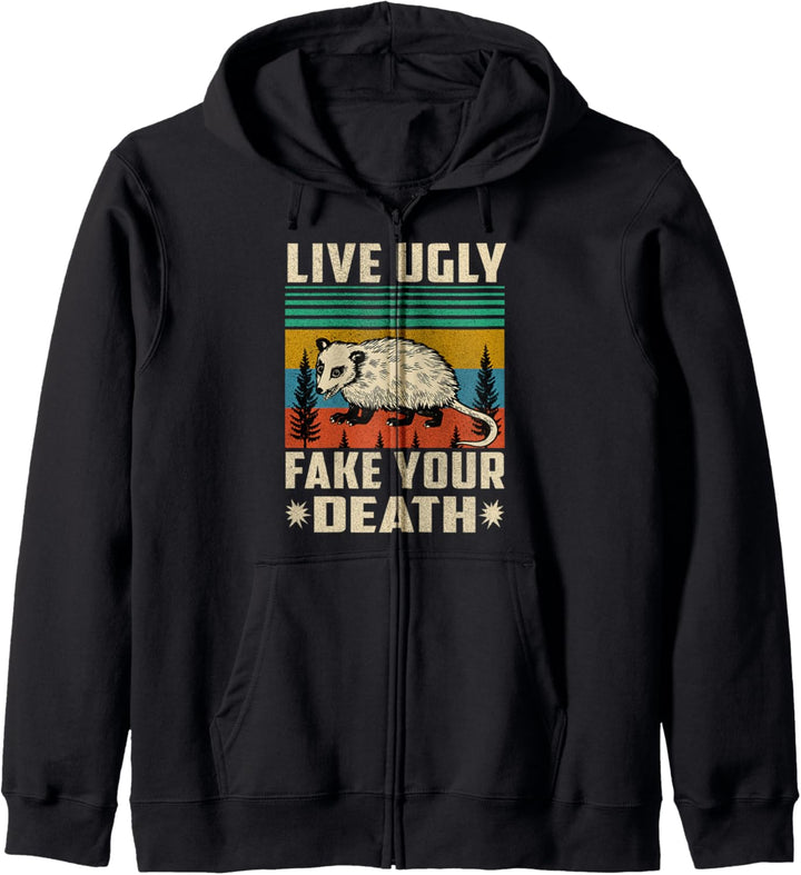 Live Ugly Fake Your Death Opossum Gift Kapuzenjacke