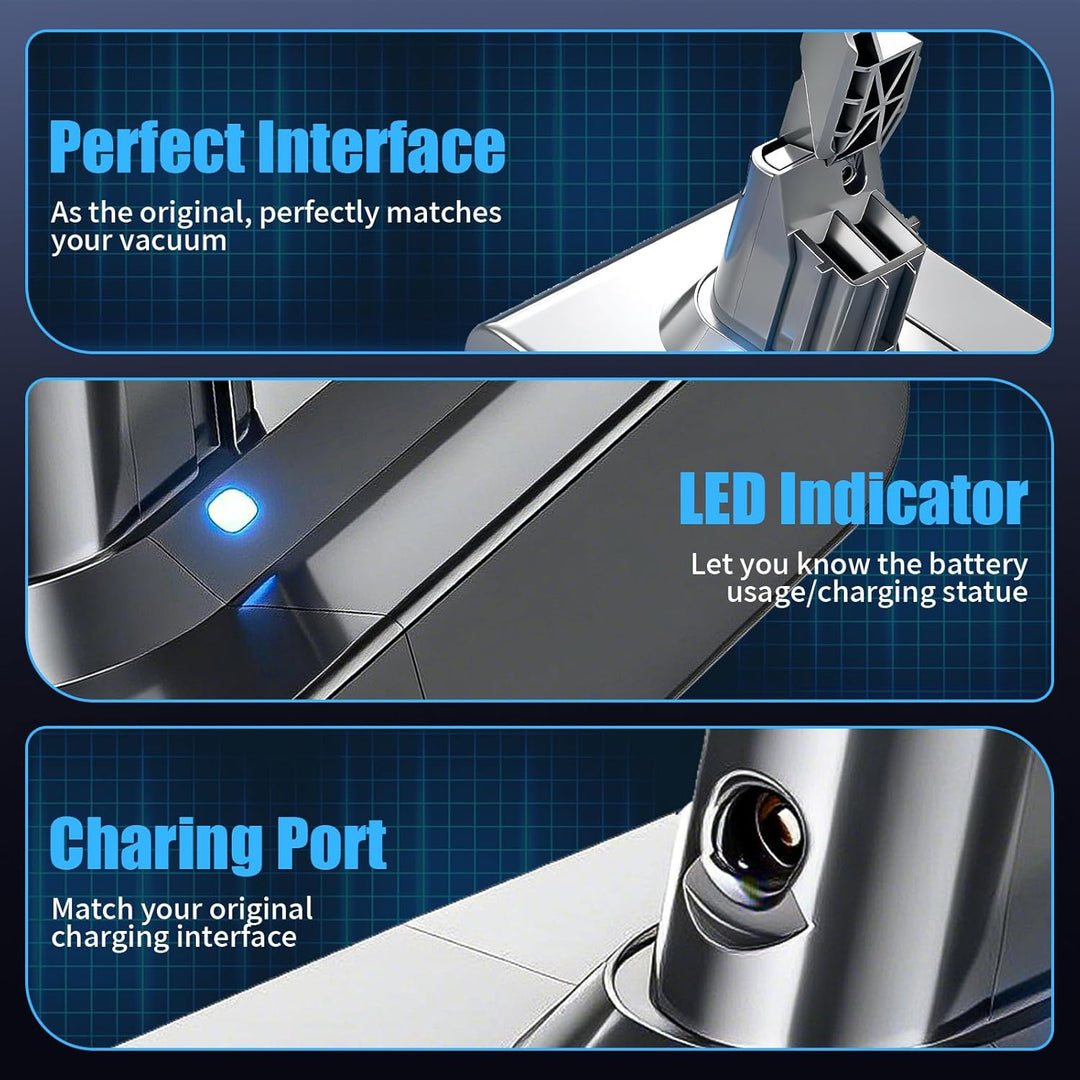V7 8000mAh Akku Ersatzakku für Dyson 8.0Ah Kompatibel mit Dyson V7 Absolute Mattress Allergy Trigger