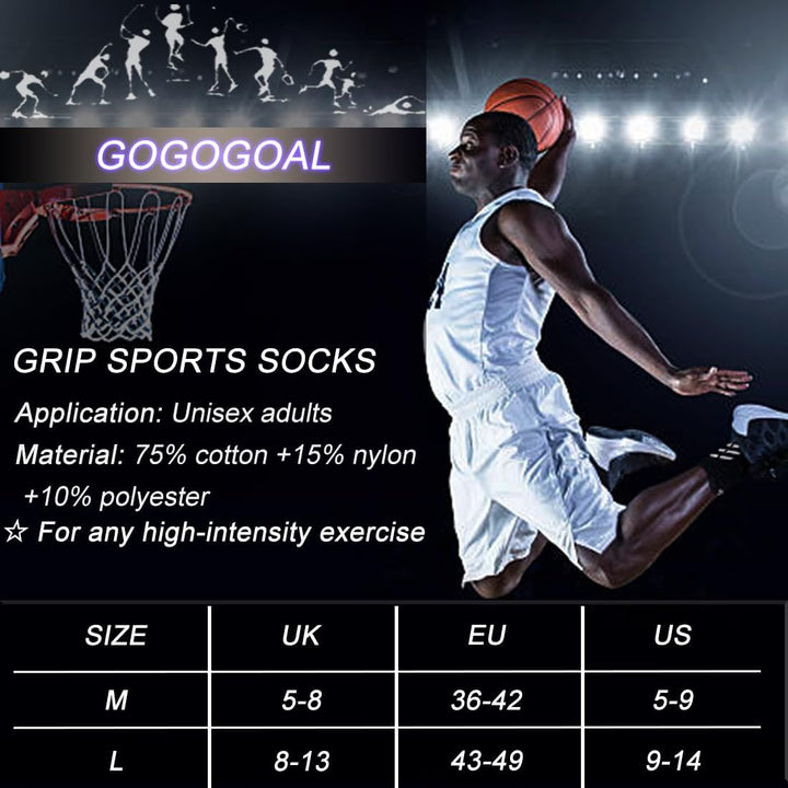 Rutschfeste Sportsocken herren damen Grip Fussballsocken, Baumwolle, Gepolsterte, feuchtigkeitsablei
