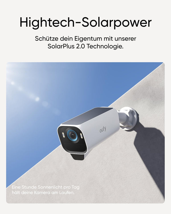 eufyCam S3 Pro 3-Kamera-Set, 4K Kabellose Solar-Überwachungskamera Aussen, MaxColor Nachtsicht, Fore