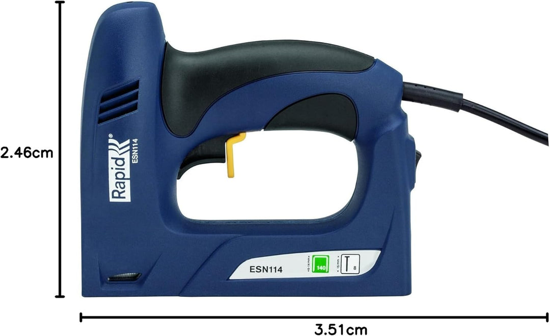 Rapid Elektrotacker ESN114 für Holz und Folien, Flache Front, Softgrip, für Klammern Typ 140, 6-14mm