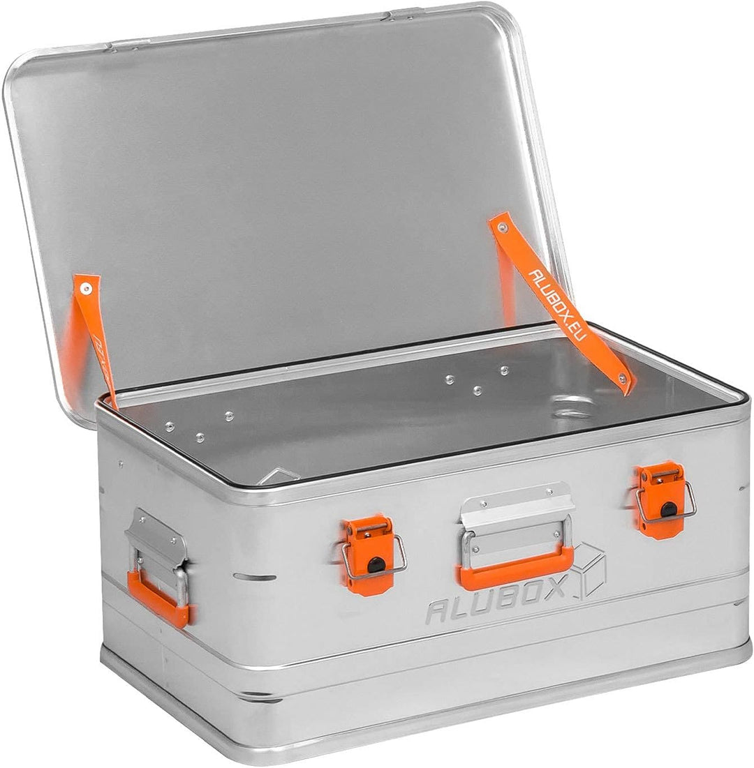 Alubox® Aluminiumbox 47 Liter Alukiste mit Deckel, extra stabiles 1 mm Aluminiumblech, Aussenmasse (