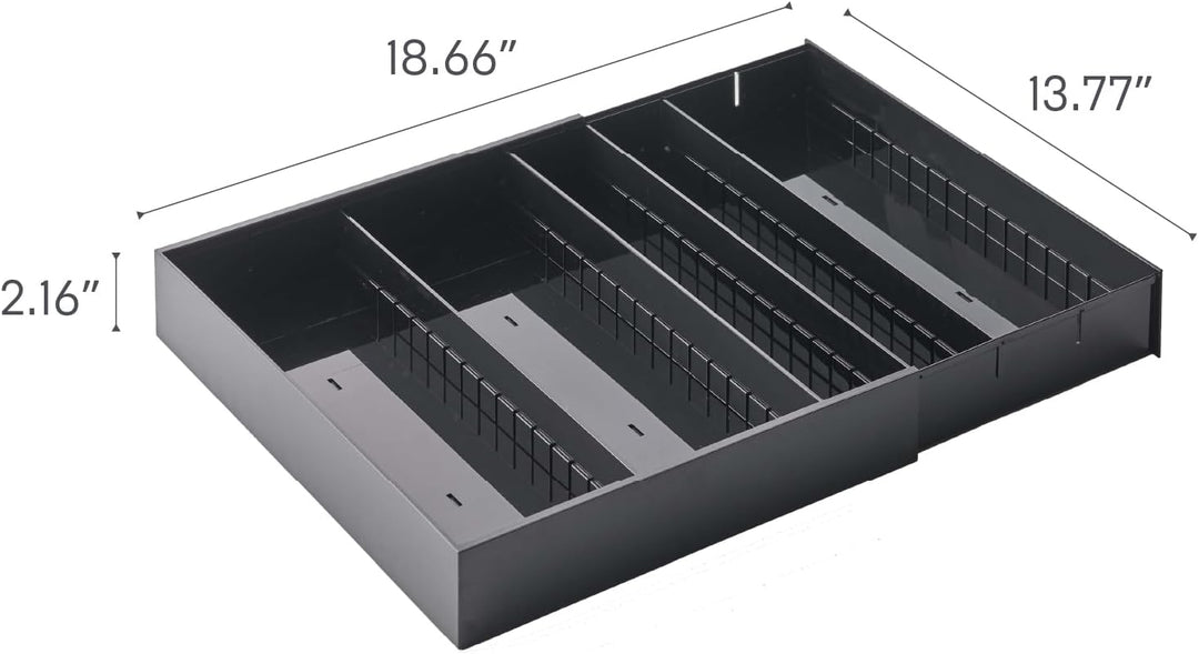 YAMAZAKI TOWER 5416 Ausziehbarer diagonaler Besteckkasten, Schwarz, One Size, Schwarz