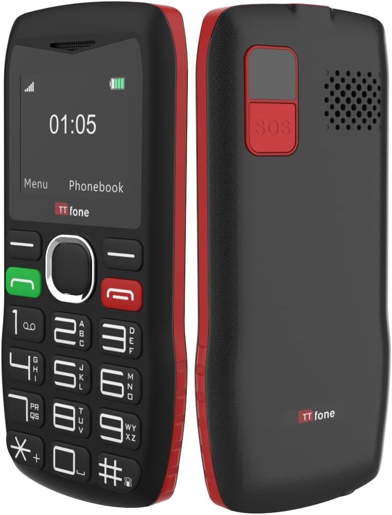 TTfone Seniorenfreundliches Mobiltelefon mit grossen Tasten und Notfallknopf, TT880 (mit Netzladeger