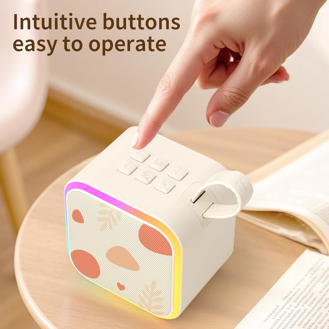 Mini Karaoke-Maschine 2 kabellose Mikrofone, tragbare Bluetooth Karaoke-Lautsprecher mit Tragegriff