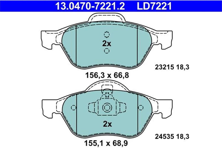 ATE 13.0470-7221.2 ATE Ceramic Bremsbelagsatz, Scheibenbremse - (4-teilig)