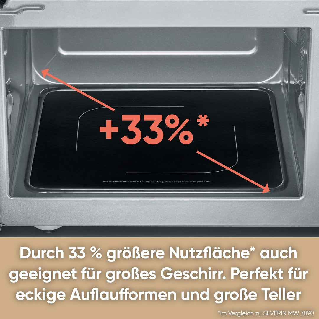 SEVERIN 2-in-1 Mikrowelle mit Keramikboden und Grill, Mikrowellengerät zum Auftauen und Erhitzen, Mi