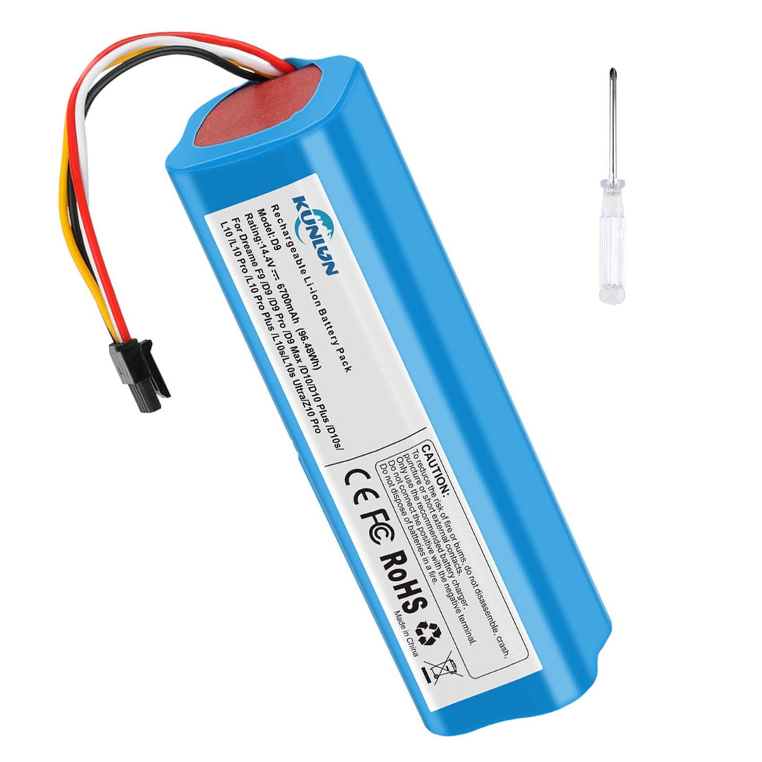 KUNLUN 14,4V 6700mah Ersatzakku für Dreame L10s Ultra D10/D10 Plus/D10s/L10/ L10s/Z10 Pro, für Dream