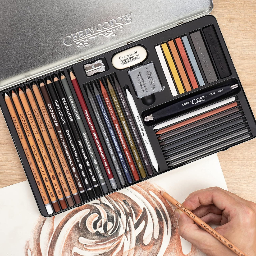 CRETACOLOR Ultimo Skizzierset mit 35 teilig, Weiss