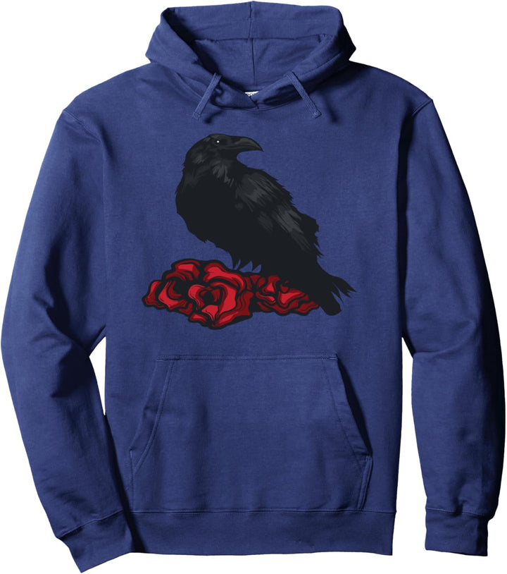 Schwarze Krähe und Rose Geschenk Rabe Pullover Hoodie