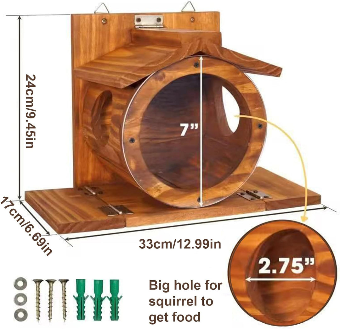 Eichhörnchen Futterstation aus Holz,Eichhörnchen Futterbox Mit Belüftungslöchern | Wetterfeste Futte