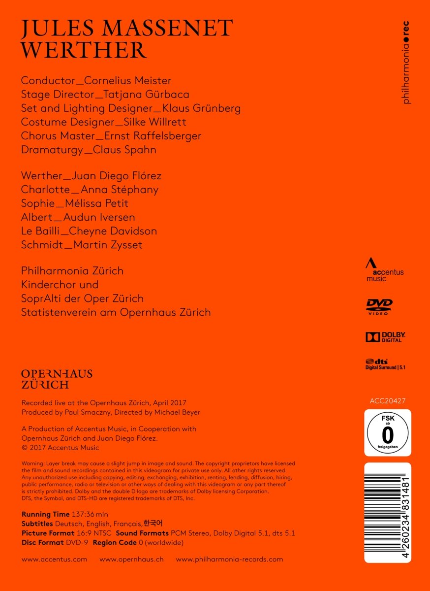 Massenet: Werther (Opernhaus Zürich, 2017), DVD