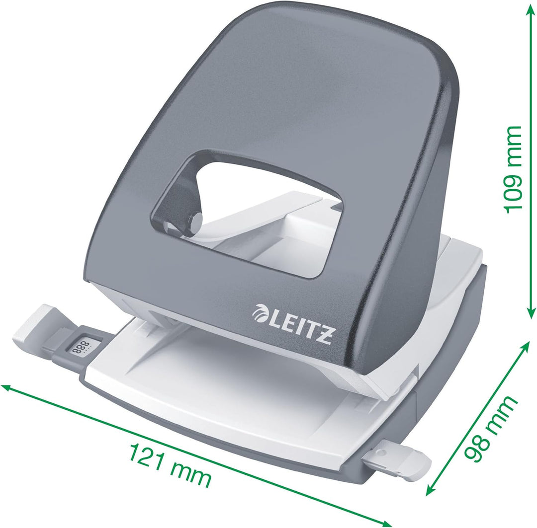 Leitz NeXXt Locher und Heftgerät Set für bis zu 30 Blatt, Inkl. Heftklammern, schwarz, WOW, 50951095