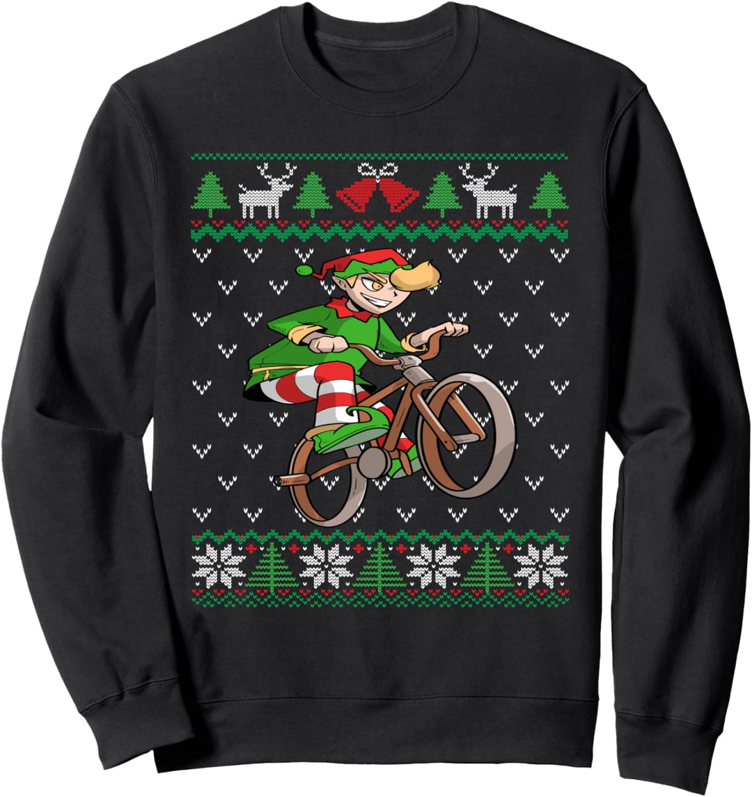 BMX Elf | BMX Bike Rider Gift | Ugly Christmas Sweatshirt
