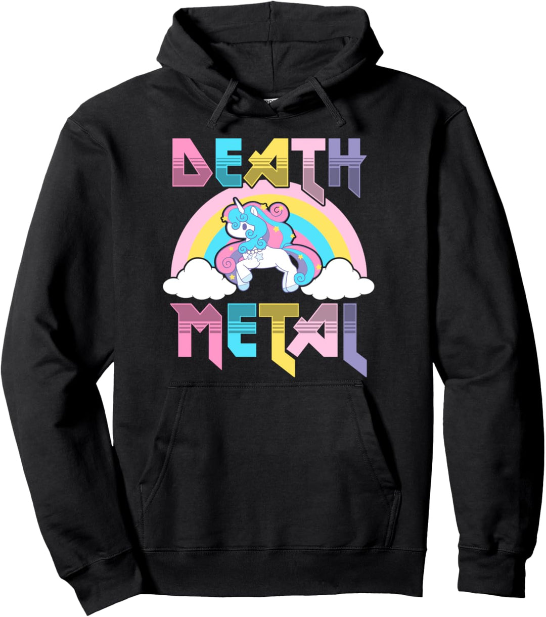 Lustige Einhorn Death Metal Musik Pullover Hoodie