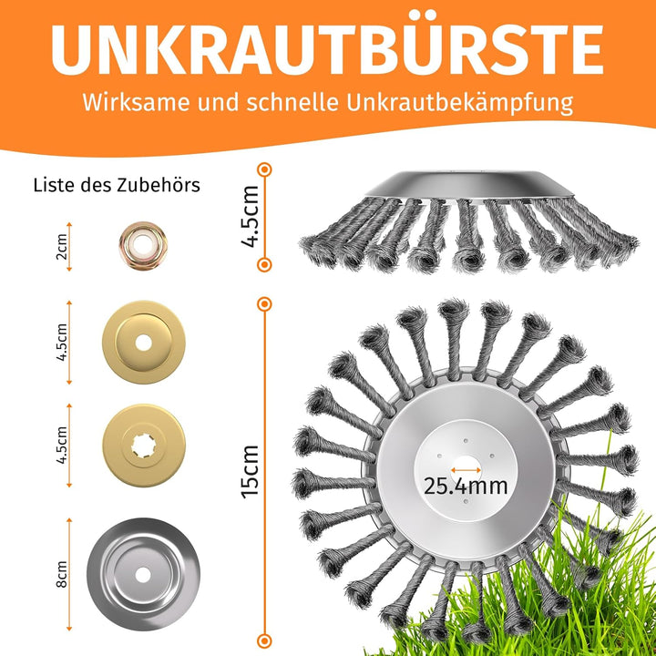Profi Unkrautbürste für Freischneider, 25,4 mm wildkrautbürste, Drahtbürste Für Freischneider Unkrau