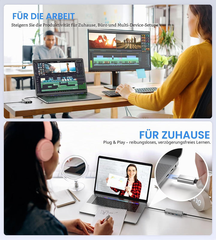 USB C Hub, UtechSmart Ethernet Multiport Adapter, 6 in 1 zu HDMI Dock kompatibel für MacBook Pro/Air