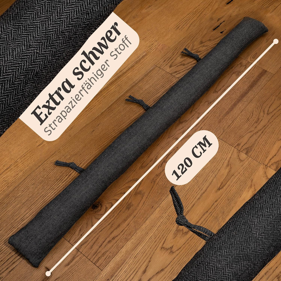 Praknu Zugluftstopper für Fenster bis 120cm - Waschbar - Energiesparend - Extra Lang & Schwer - Auch