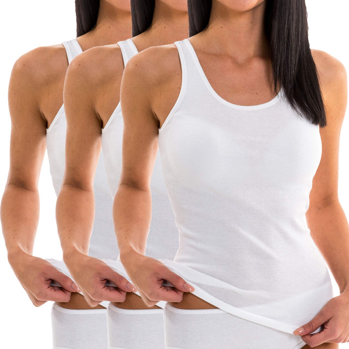 HERMKO 1310 3er Pack Damen Tank Top aus 100% Bio-Baumwolle XS Weiss, XS Weiss