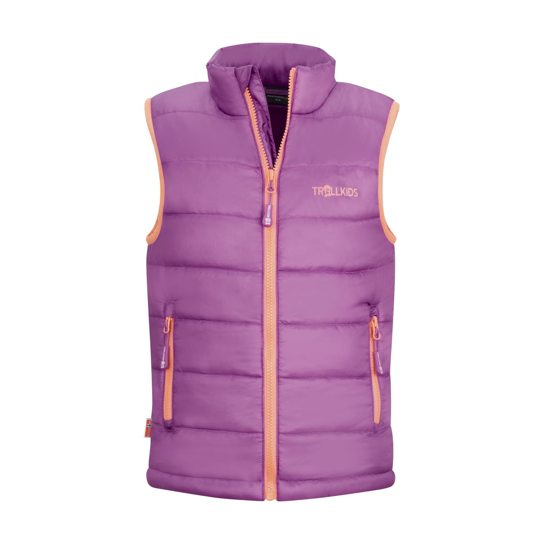 Trollkids Kinder wasserdichte gefütterte Polyfiber-Jacke Trondheim 176 Malvenpink/Papayaorange, 176