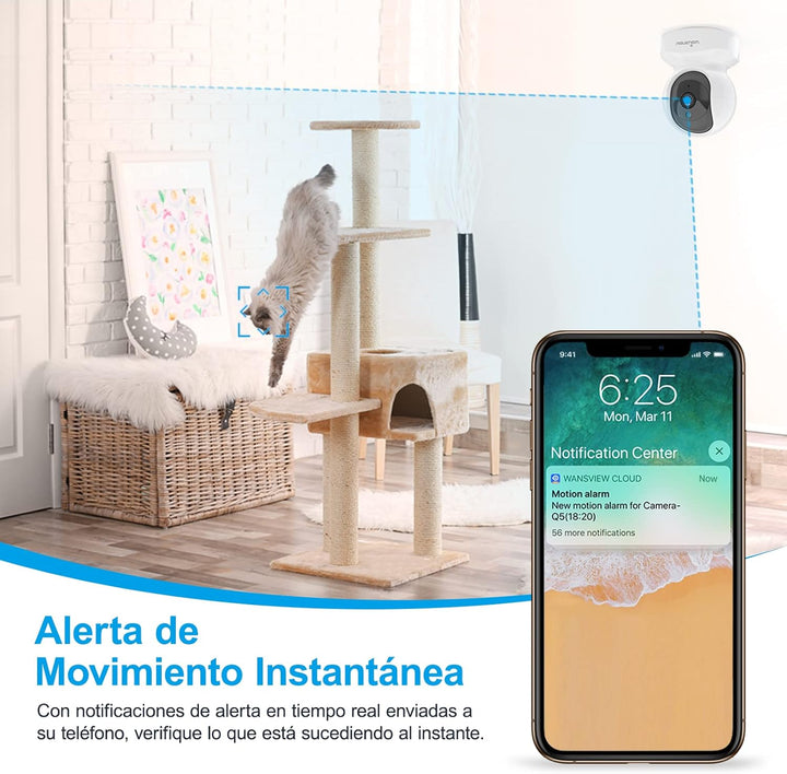 Wansview WLAN IP Kamera,1080P Überwachungskamera innen, 2.4Ghz WiFi schwenkbare Haustier Kamera , Ba