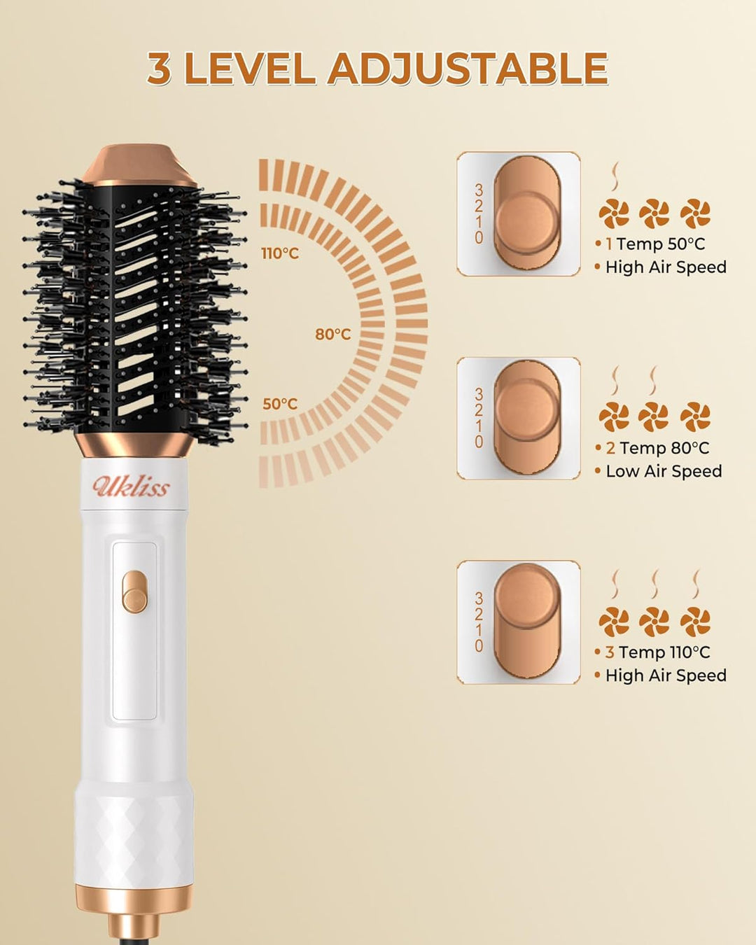 UKLISS 6 in 1 Hairstyler, Haarstyler & Haartrockner Set mit Warmluft Lockenbürste Automatisch, Hair