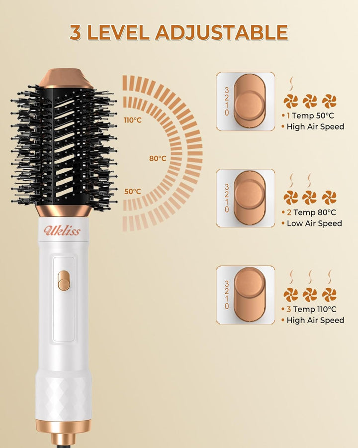 UKLISS 6 in 1 Hairstyler, Haarstyler & Haartrockner Set mit Warmluft Lockenbürste Automatisch, Hair