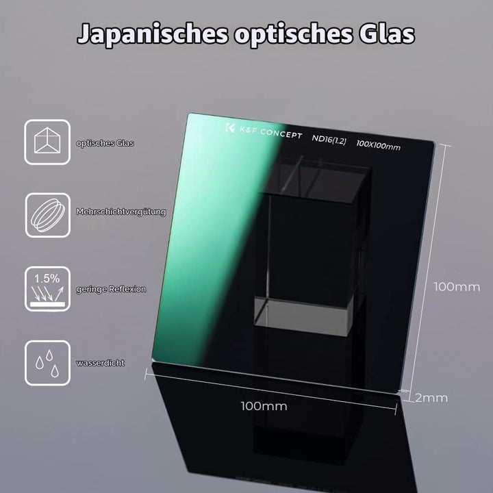 K&amp;F Concept Nano-X Rechteckfilter ND16(4 Stop) 100x100mm Square Filter Graufilter aus Optisches Glas