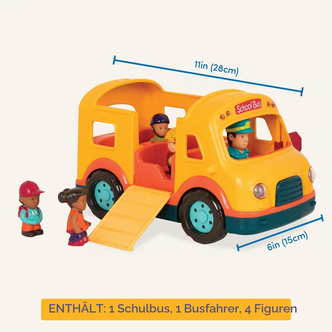 Battat – Licht &amp; Geräusche Schulbus – Gelber leuchtender Schulbus – 5 Spielzeugfiguren – Realistisch