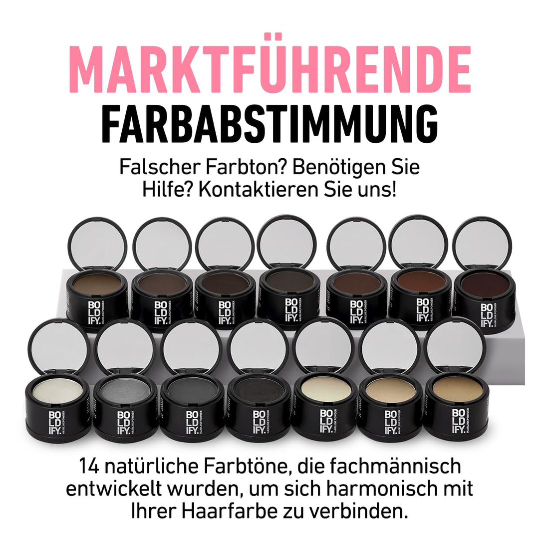 BOLDIFY Ansatzpuder - Haaransatz Ausbessern & Haarausfall Abdecken, Sofortige Grauabdeckung für 48 S