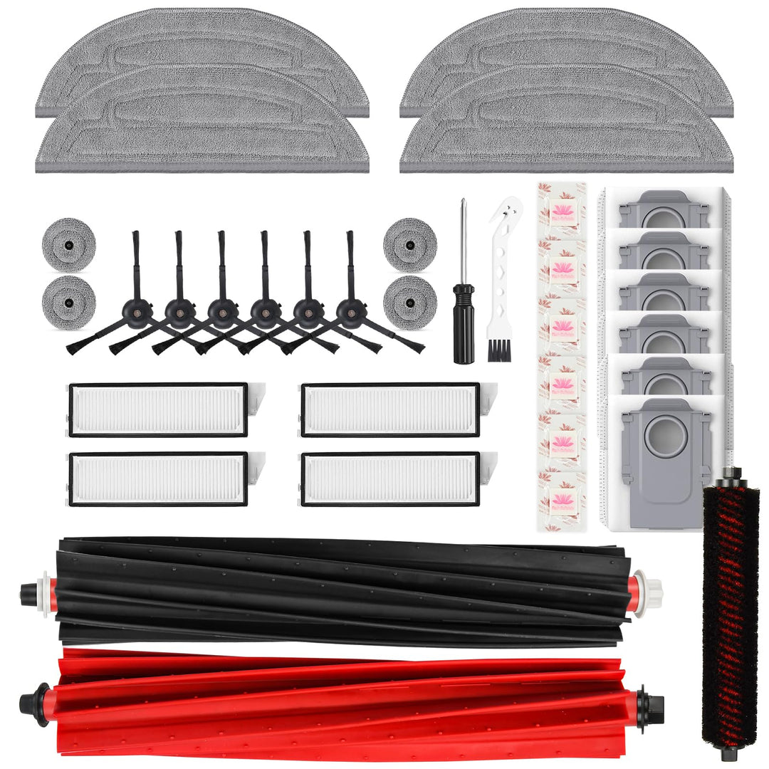 27 Stück Zubehör für Roborock S8 MaxV Ultra Staubsauger, 2 Hauptbürsten, 4 HEPA-Filter, 4 Mopps, 4 S