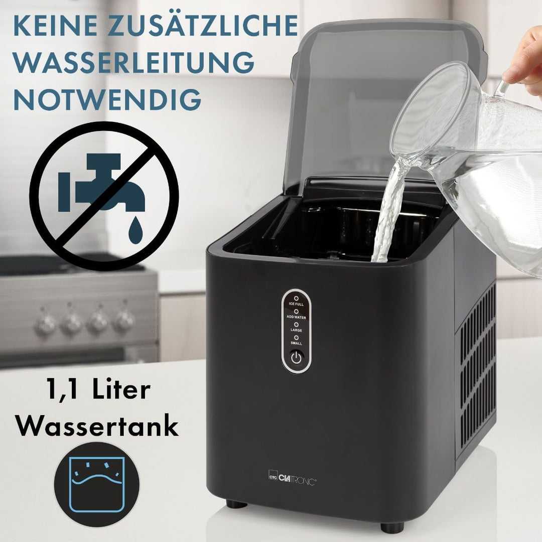 Clatronic® Eiswürfelmaschine schnelle Produktion - Eiswürfel in 10 Minuten | bis zu 10kg Eis in 24 S