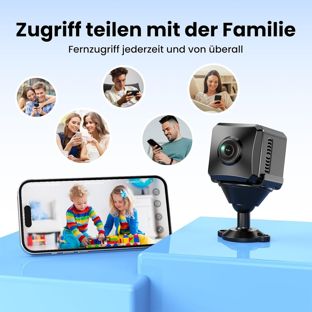 Mini Kamera WLAN 1080P HD Überwachungskamera Innen WiFi Kleine Sicherheitskamera mit Live Übertragun