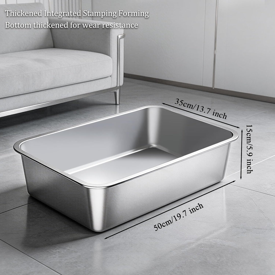 Vealind Katzenklo Edelstahl Gross Katzentoilette 45x35x15cm Katze Metall Katzentoiletten Cat Toilet