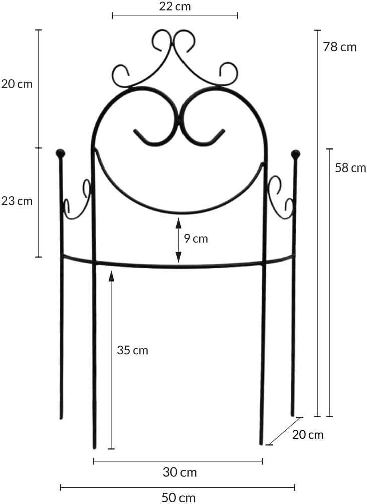 KUHEIGA Beetzaun 78x 51cm Beetbegrenzer Rankgitter halbrund Rost Metall Volleisen