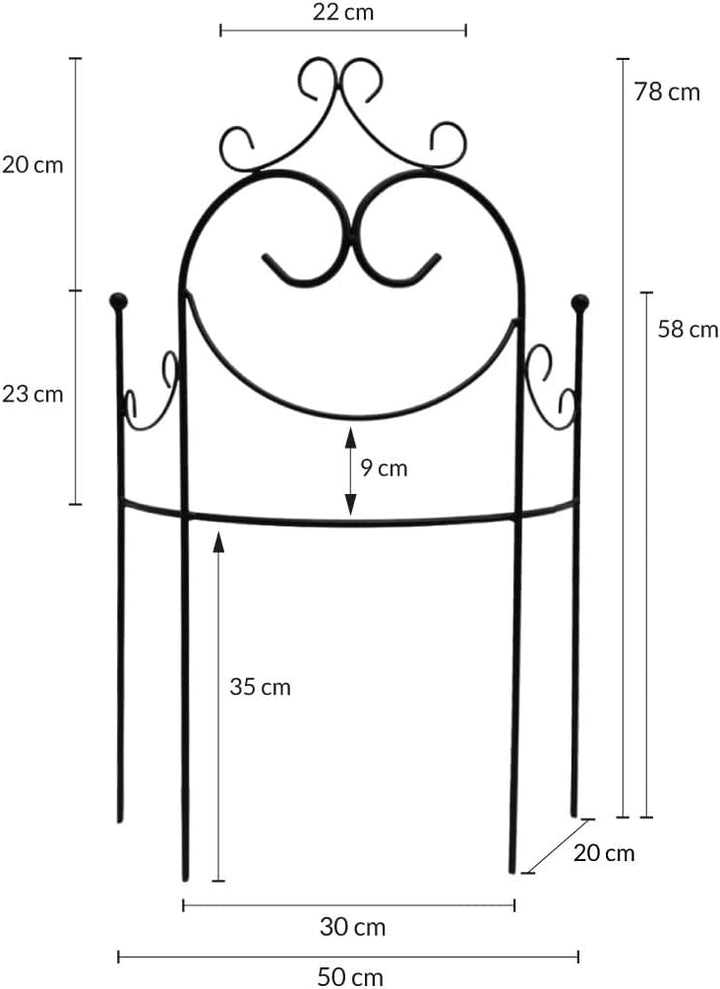 KUHEIGA Beetzaun 78x 51cm Beetbegrenzer Rankgitter halbrund Rost Metall Volleisen